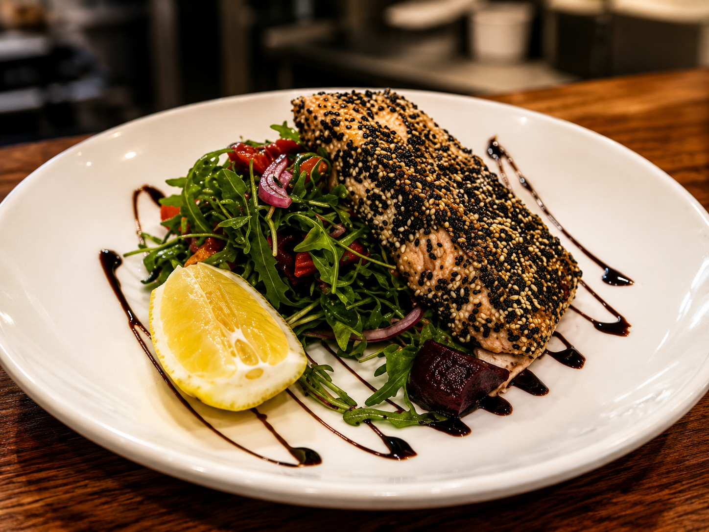House-made crumbed salmon served at Pat’s Italian Restaurant and Bar Mt Buller